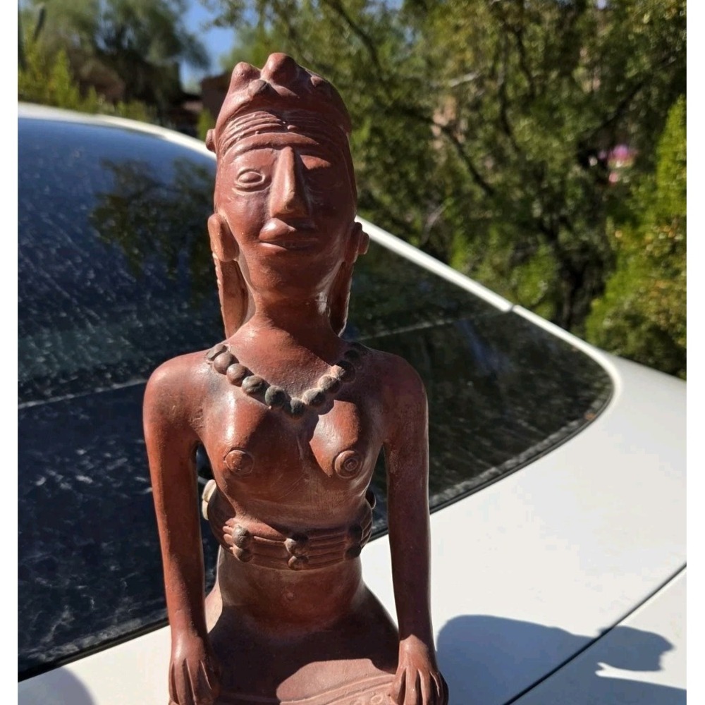 Mexican Terracotta Folk Art Women Statue with her Bambino Southwestern